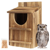 UUMENHA Owl House,Carbonized Cedar Large Owl Bird Box with Shavings,Owl Boxes for Outside 14.5×9×7.5 inches,Owl Nesting Box for Wildlife Lovers,Easy Assembly Required UUMENHA