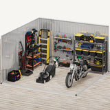 DWVO 10x10ft Metal Outdoor Storage Shed with Window, Lockable Tool Storage Sheds, Oversized Steel Garden Sheds with Sloped Roof for Backyard, Patio, Garage, Lawn, Gray & White DWVO