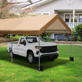 MIXPATIO 10 x 20 ft Heavy Duty Carport Car Canopy, Portable Car Port Garage Party Tent, Galvanized Car Shelter All Weather with Reinforced Steel Frame for Car, Boat, Beige MIXPATIO