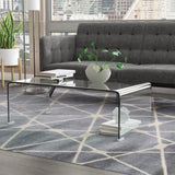Meihua Glass Coffee Table for Living Room, Clear Coffee Table with 0.47 inch Tempered Glass, Small Modern Coffee Table. Meihua