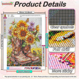 bleihum Boot Diamond Painting Kits for Adults- 5D Sunflower Diamond Art Kits for Adult, DIY Full Drill Diamond Gem Art for Home Wall Decor(12x16inch) bleihum