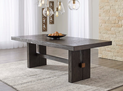 Signature Design by Ashley Burkhaus Traditional Rectangle Extension Dining Room Table, Dark Brown