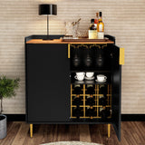 ARTPOWER Sideboard Buffet Cabinet with Fluted Texture, Modern Coffee Bar Cabinet with Wine Rack&Drawers, Black Liquor Cabinet for Kitchen Dining Room, Living Room ARTPOWER