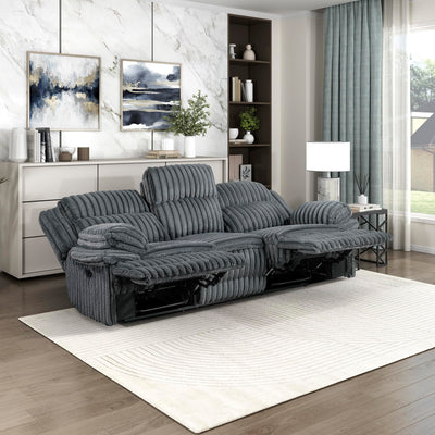 Lexicon Manual Double Reclining Sofa, Corduroy Manual Wall Hugger Recliner Couch, Pillow Top Arms, Plush Foam Cushions Over Pocket Coils, Cozy Reclining Sofa for Living Room, Dark Gray