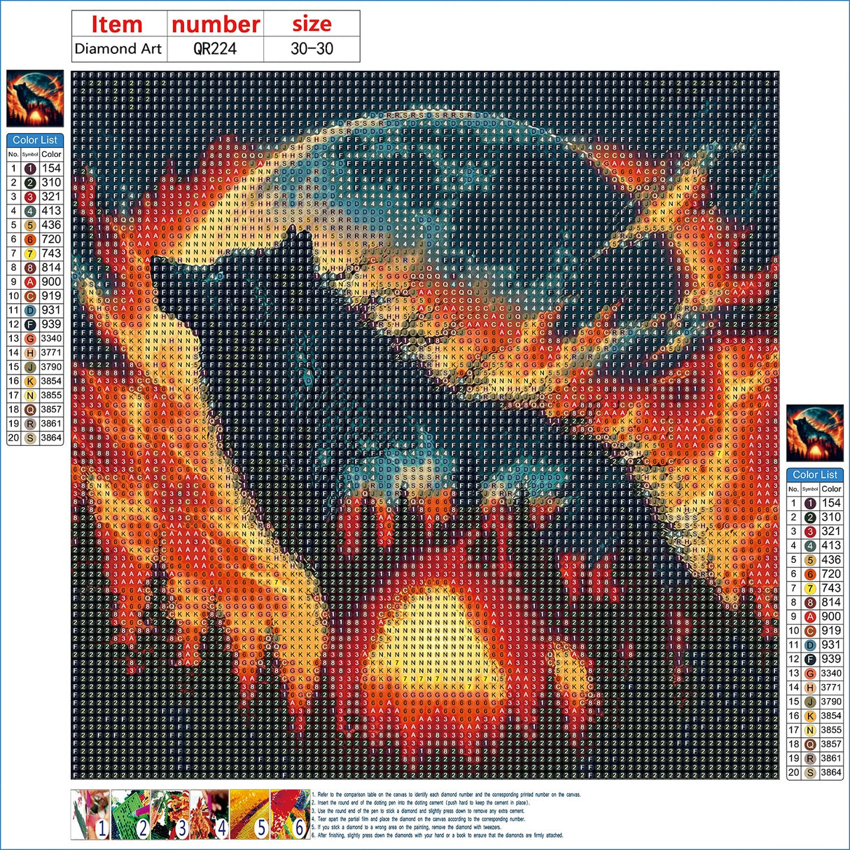 QINRUBB DIY Wolf Diamond Painting Kits, Full Drill Forest Diamond Art Painting Kits for Adults Beginners, DIY 5D Moon Painting by Numbers Dreamland Diamond Art Kits for Home Decor 12x12inch QINRUBB