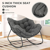GREEN MORE Patio Rocking Chair Oversized Indoor & Outdoor, Egg Rocking Chair Lounge with Padded Cushion and Metal Frame for Front Porch Patio Backyard GREEN MORE