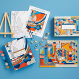 Galison Frank Lloyd Wright March Balloons Paint by Number Kit from Includes 1 Canvas (8” x 10"), 1 Wooden Easel, 2 Paint Brushes & 6 Acrylic Paints, DIY Art Kit with Stunning Design Galison