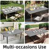 Smiry Rectangle Picnic Table Cloth, Elastic Waterproof Fitted Vinyl Tablecloth for 6 FT Tables, Flannel Backed Buffalo Plaid Table Covers for Dining, Camping, Outdoor (Black and White, 30" x 72") Smiry