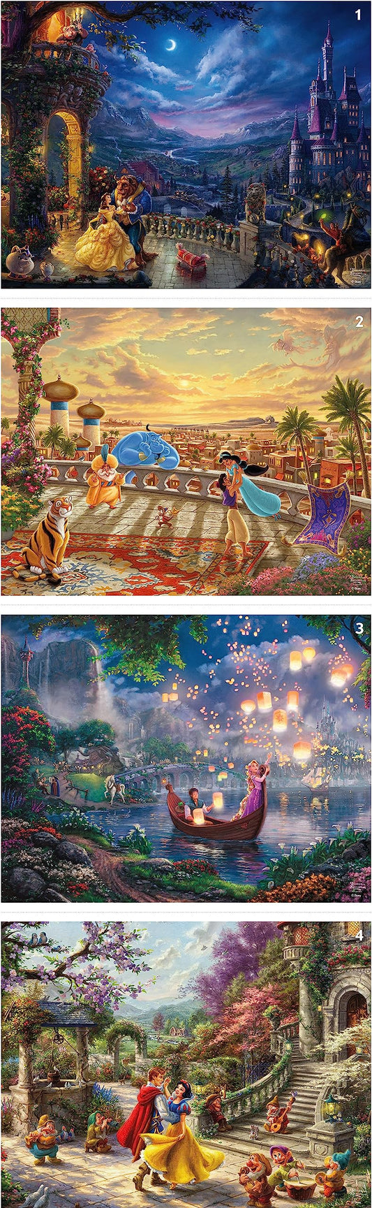 Ceaco - 4 in 1 Multipack - Disney - Thomas Kinkade - (4) 500 Piece Jigsaw Puzzles