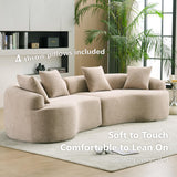 110'' Modern Curved Sofa Sectional, Arc 4-Seater Foam Couch Compressed in-a-Box, Boneless Cloud Couch with Extra-Deep-Wide Seats in Comfortable Chenille, No Assembly, Apricot Taupe Olodumare
