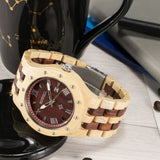 BEWELL W109A Natural Wood Watches for Men Quartz Date Lumious Pointers (Maple and Red Sandalwood) BEWELL
