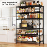 REIBII 75''H Storage Shelves Metal Shelving Unit, 6 Tier Wire Shelving for Pantry Shelves Adjustable 1200LBS Garage Shelving Heavy Duty Storage Rack for Kitchen Garage, 35.4''W*75''H*15.7" D REIBII