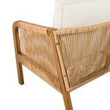 Merax 4-Pieces Outdoor Acacia Wood Patio Sectional Sofa Set, L Shape Couch with Coffee Table, Deep Seating with Soft Cushion, for Garden, Teak+ Beige Merax