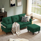 Pingliang Home Sectional Sofa Couches for Living Room, Modular 3 Seats Sectional Sofas L Shaped Couch with Storage and Reversible Chaise, Linen Fabric, 79" (Green) Pingliang Home