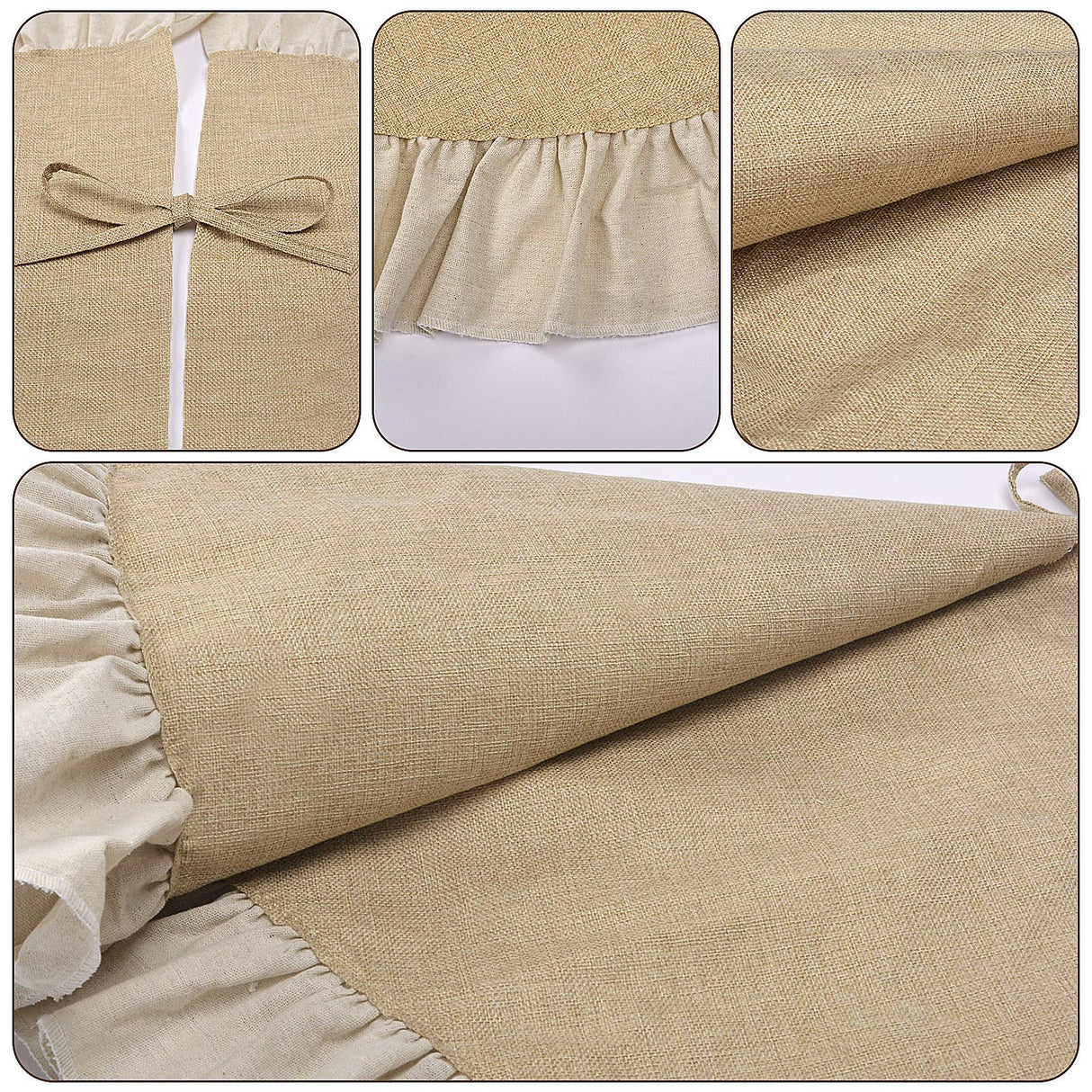 yuboo 48" Burlap Fall Christmas Tree Skirt with Ruffle Border, Beach Farmhouse Tree Skirt Linen Rustic Tree Ornaments for Christmas Holiday Party Decorations yuboo