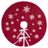 MACTING Christmas Burlap Tree Skirt, 30 Inch Red Countryside Tree Skirt with White Snowflake Printed, Small Rustic Tree Mat for Home Party Holiday Winter Indoor Xmas Decorations MACTING