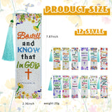12Pcs Christian Bible Verse Diamond Art Bookmark for Adults Flower Cross 5d Diamond Painting Bookmarks with Tassel for DIY Making Kit for Reading Lover Book Lover DIY Crafts Religious Gift SEREDH