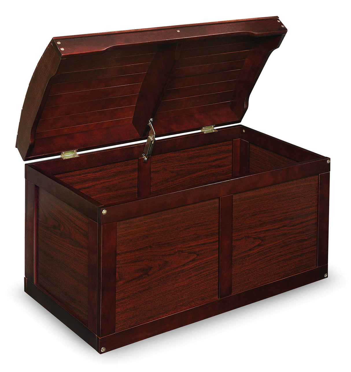 Badger Basket Kid's Hardwood Barrel Top Toy Box Storage Chest with Safety Hinge - Cherry Badger Basket