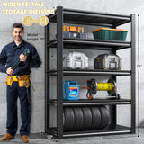 REIBII Garage Shelving Heavy Duty 2500LBS Storage Shelves 40" W Garage Shelves Heavy Duty Shelving Metal Shelves for Warehouse, Basement, Pantry, 40" W x 17.7" D x 72.2" H, 2Pack REIBII