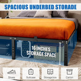 DOFIMATE 16-Inch High King Size Metal Bed Frame with Storage and Headboard, 3900LBS Capacity, No Box Spring Needed DOFIMATE