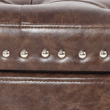 Homebeez 43" Half Moon Storage Ottoman Bench, Lift Top Faux Leather Storage Ottoman Bench for Bedroom Living Room (Light Brown) Homebeez