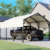 ADVANCE OUTDOOR Metal Roof Carports Kits 10x15 ft Heavy Duty Steel Car Canopy Hard Top Garage, White ADVANCE OUTDOOR