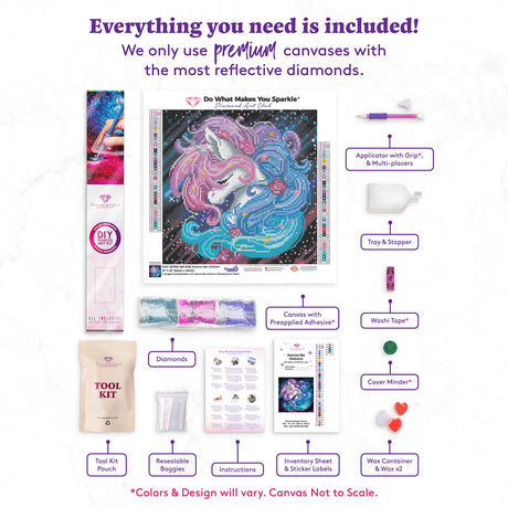 DIAMOND ART CLUB Aurora The Unicorn Diamond Painting Kit, Fantasy Diamond Canvas, Round 5D Diamond Art Kits for Adults and All Ages, 13" x 13" (33 x 33 cm) DIAMOND ART CLUB