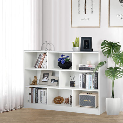 Tangkula 8-Cube 3-Tier Open Storage Bookcase in White - Modern Multipurpose Display for Home and Office - WoodArtSupply