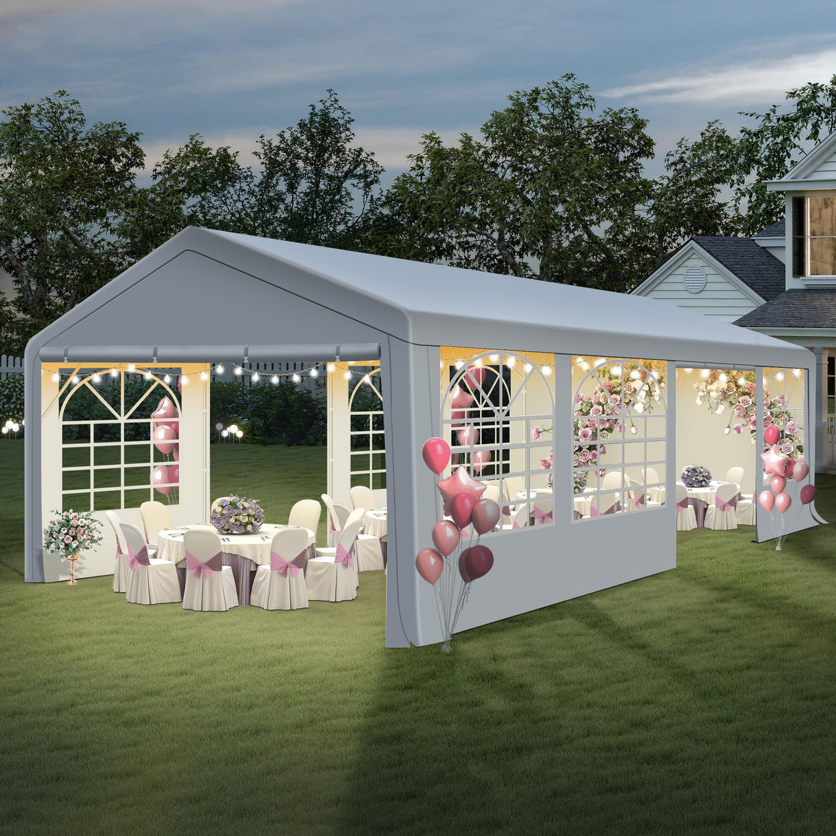 GARTOO 13' x 26' Heavy Duty Party Tent - Outdoor Event Shelter Canopy Wedding Gazebo with 4 Sand Bags for Outdoor Event, Wedding, Birthday Party GARTOO
