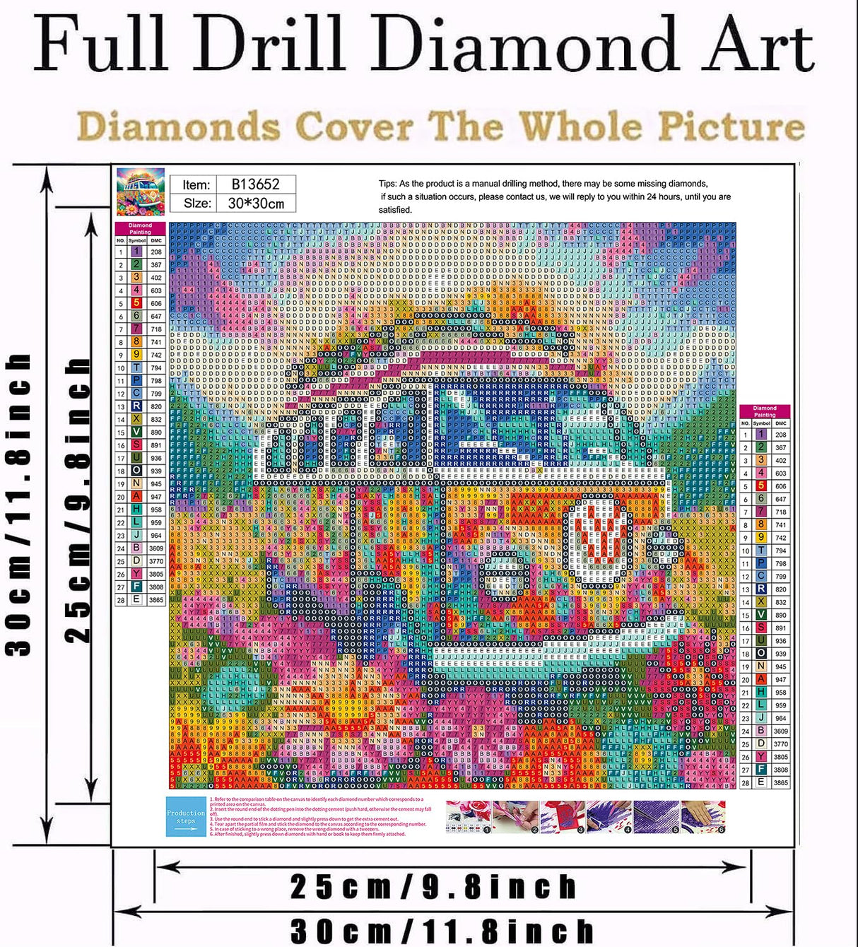 mrpwnle Flowers Bus Diamond Painting Kits for Adults-Flowers Bus Diamond Art Kits for Adults,5D Diamond Painting Bus,DIY Full Drill Diamond Painting Flower Gem Art and Crafts Kits 12x12inch mrpwnle