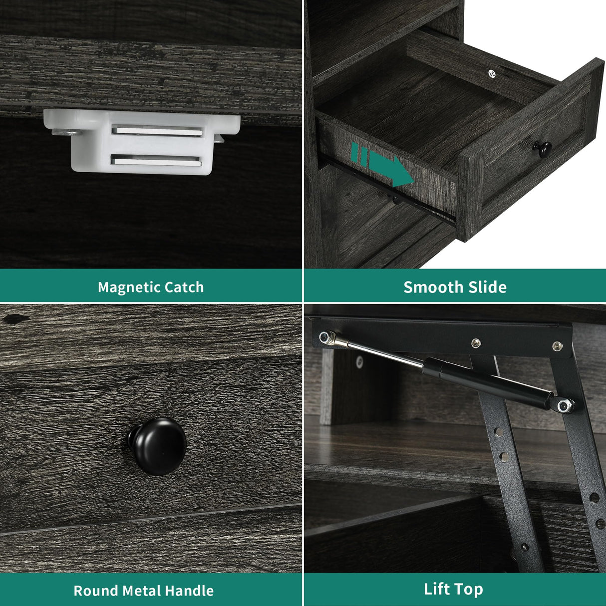 YITAHOME L Shaped Desk with Power Outlets & LED Lights, 60” Corner Computer Desk with Drawers & Lift Top, Home Office Desk with Monitor Stand & File Cabinet, Wood Height Adjustable Desk, Grey YITAHOME