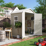 UDPATIO Outdoor Storage Shed 6x4.5 FT, Plastic Resin Outside Sheds & Outdoor Storage for Trash Can, Bike, Lawnmower, Generator, Tool Shed with Lockable Door for Backyard, Lawn, Patio, Sandstone UDPATIO