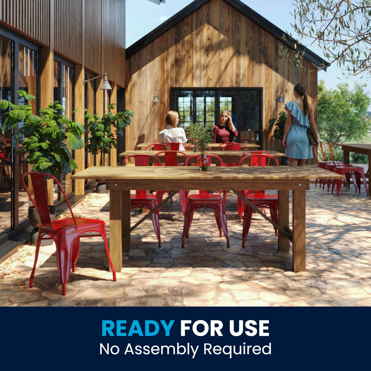 Flash Furniture Hercules Series 7' x 40" Rustic Solid Pine Folding Dining Table, Rectangular Antique Farmhouse Dining and Event Extension Table Flash Furniture