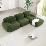YESER Modular Sectional Sofa Boneless Couch, Cloud Sectional Couches for Living Room, Oversized L Shaped Couch with Deep Seat and Ottoman, Comfy Corduroy Upholstery Green Couches, No Assembly(3S+1O) YESER