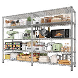 REIBII 1500LBS Storage Shelves 61.7''W Wire Shelving Unit 5 Tier Metal Shelving for Storage Rack Shelves Heavy Duty Garage Shelf Pantry Shelves Kitchen Shelving, 61.7" W*72.4" H*15.8" D, Chrome REIBII