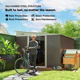Outsunny 11' x 9' Outdoor Storage Shed, Metal Garden Tool House with Sloping Roof and Lockable Door for Backyard, Bike, Patio, Garage, Lawn, Gray Outsunny