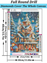 Christmas House Tree Ball Diamond Art Kits for Adults, 5D Diamond Painting Kits for Adults Beginners, DIY Full Round Drill Diamond Dot Painting Gem Art Kits for Adult, Home Wall Decor 11.8x15.7 Inch VCLKDIY