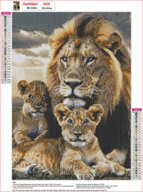 MXJSUA Savannah Lion Home DIY Diamond Painting by Number Kits for Adults, 5D Round Drill Diamond Gem Art Painting Picture Arts Kits Craft for Home Wall Decor 12x16 Inch MXJSUA