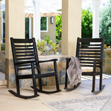 Shine Company Modern Wood Rocking Chair, Ergonomic Wide Seat Porch Rocker, Black Shine Company