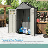 Suncast BMS6312D Everett 6' x 3' Heavy-Duty Resin Outdoor Pad-Lockable Double Doors and Windows All-Weather Shed for Yard Storage, Dove Gray Suncast