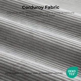 LIKIMIO 118" Modern L-Shaped Modular Sectional Sofa for Living Room, Corduroy Upholstery Grey, Oversized 3-Seater Couch with Deep Seat and Movable Ottoman – No Assembly LIKIMIO