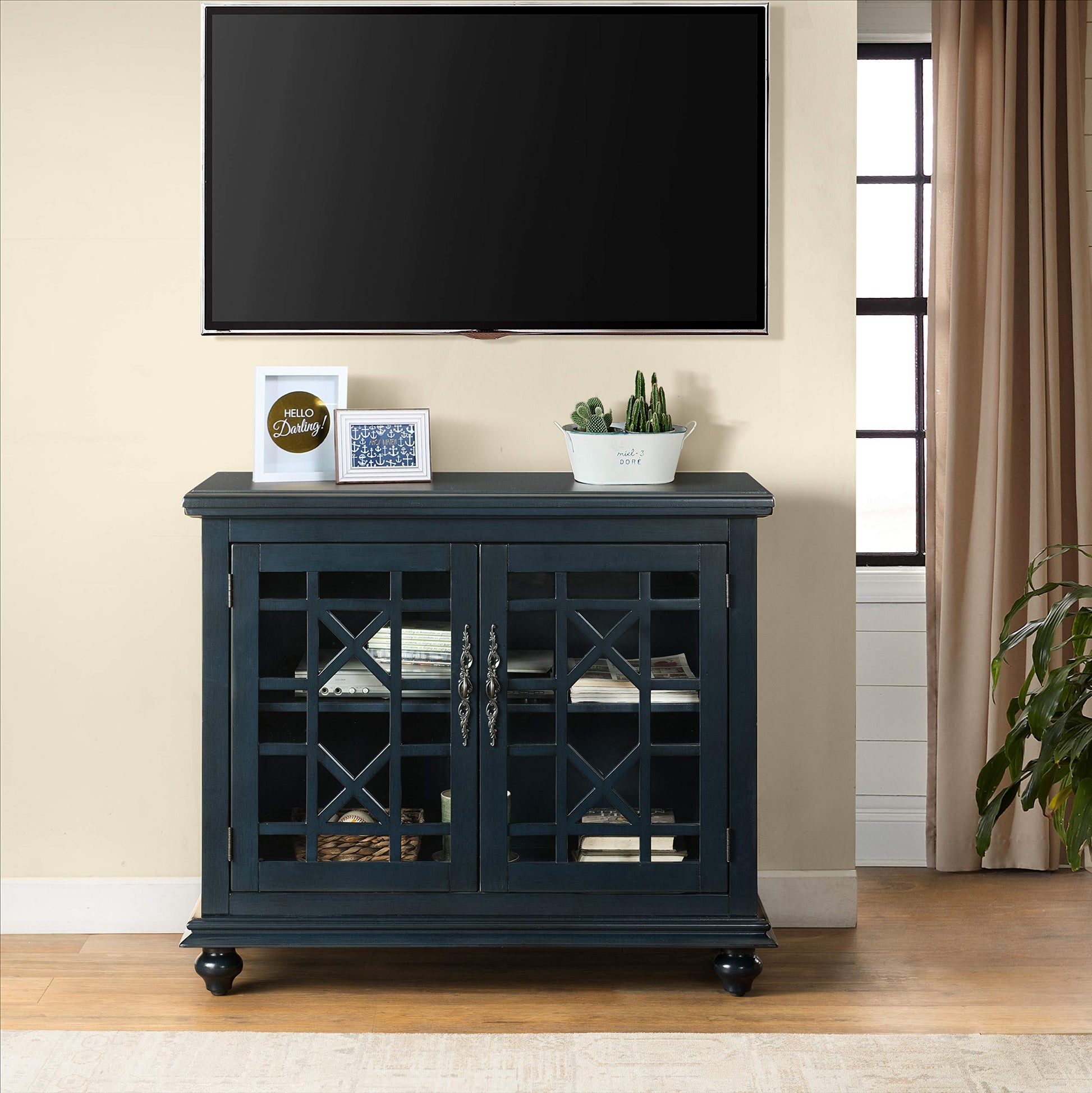 Martin Svensson Home Avalon Small Spaces Accent Cabinet TV Stand, 38" W x 32" H Catalina Blue - WoodArtSupply