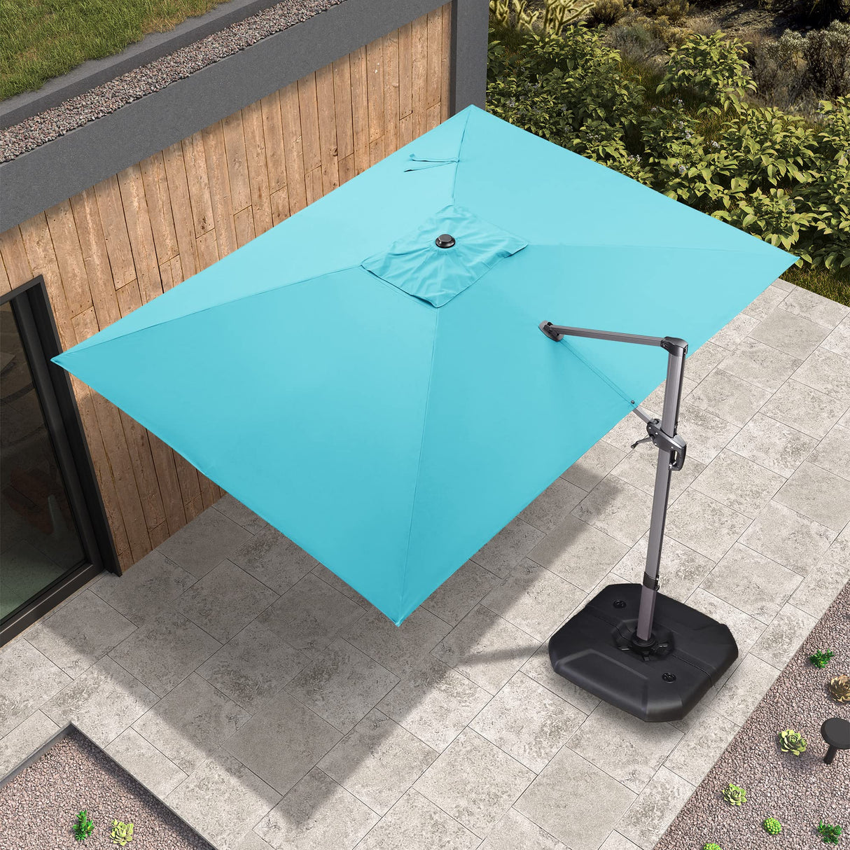 PURPLE LEAF 9' X 11.5' Patio Umbrella Outdoor Cantilever Rectangle Umbrella Aluminum Offset Umbrella with 360-degree Rotation for Garden Deck Pool Patio, Turquoise Blue PURPLE LEAF