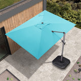 PURPLE LEAF 9' X 11.5' Patio Umbrella Outdoor Cantilever Rectangle Umbrella Aluminum Offset Umbrella with 360-degree Rotation for Garden Deck Pool Patio, Turquoise Blue PURPLE LEAF