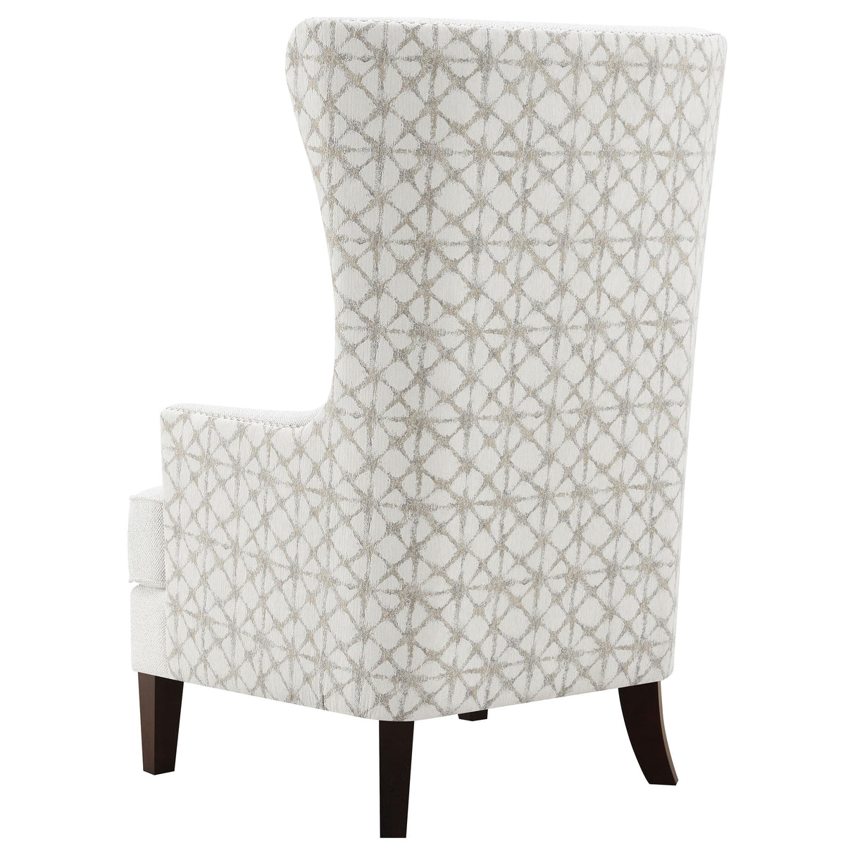Coaster Home Furnishings - Pippin - Upholstered High Wingback Accent Chair with Brown Wood Legs, Track Arms, Removable T-Cushion, Geometric Pattern and Nailhead Trim - Living Room - Latte - 904066 Coaster Home Furnishings