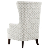 Coaster Home Furnishings - Pippin - Upholstered High Wingback Accent Chair with Brown Wood Legs, Track Arms, Removable T-Cushion, Geometric Pattern and Nailhead Trim - Living Room - Latte - 904066 Coaster Home Furnishings