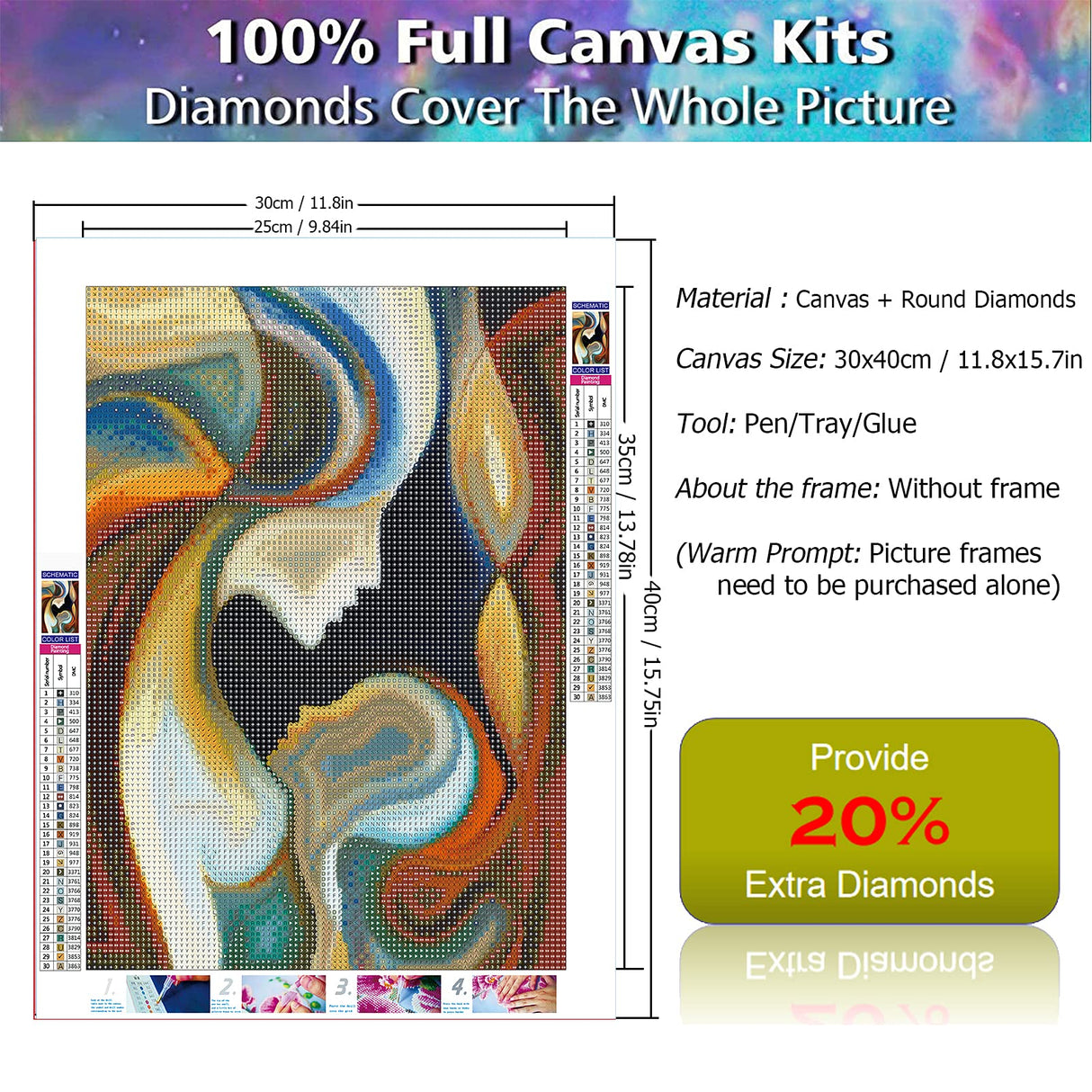 YALKIN Diamond Painting Kits for Adults, DIY 5D Diamond Painting Paint Abstract Mother by Number with Gem Art Drill Diamond Painting Kits for for Home Wall Decor, Gifts 11.8x15.7inch YALKIN