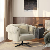 Yaheetech Swivel Velvet Armchair with Pillow, Modern Upholstered Accent Chair for Living Room, Comfy Cozy Single Sofa Chair for Bedroom/Reading Spaces Beige Yaheetech