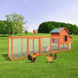 YOPTO 122" Large Chicken Coop with Run,Outdoor Chicken Run W/Nesting Box & Perch,Wooden Hen House W/Ramp & Sliding Trays,Waterproof Poultry Cage W/Sloped Asphalt Roof,for 3-4 Chickens,Natural YOPTO