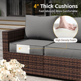 Amopatio Outdoor Patio Furniture Sets, 8 Pieces Wicker Patio Furniture, Outdoor Sectional Patio Couch Set with Ottoman, Outdoor Conversation Set with 44" Gas Fire Pit for Outside (Grey) Amopatio